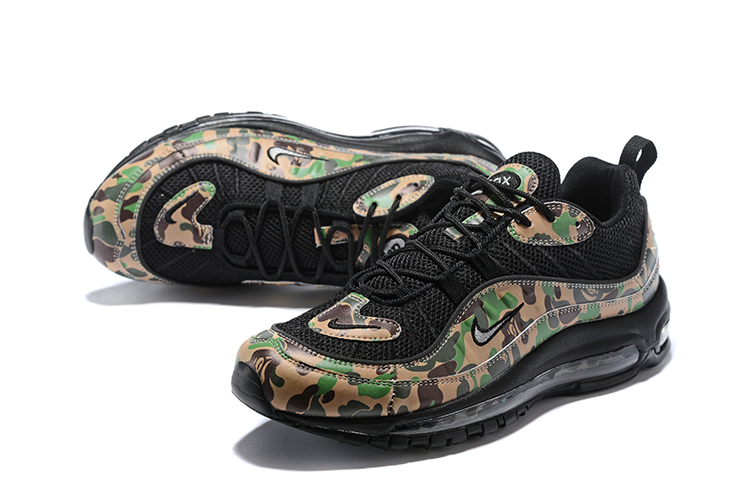 Women Nike Air Max 98 Flyknit Black Army Green Shoes